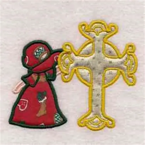 Applique Sun Bonnet Cross Embroidery Design Markdown