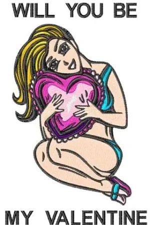 Grab Now Valentine Girl Embroidery Design