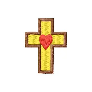 Free Delivery Cross With Heart Embroidery Design