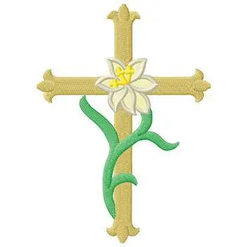 Wholesale Cross With Lily Embroidery Design