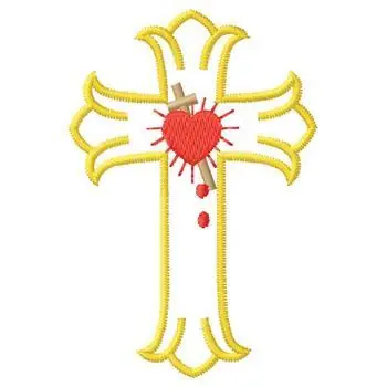 Secure Checkout Bleeding Heart Cross Embroidery Design