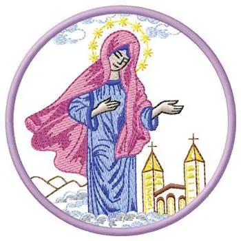 Mary In Clouds Embroidery Design Place Order