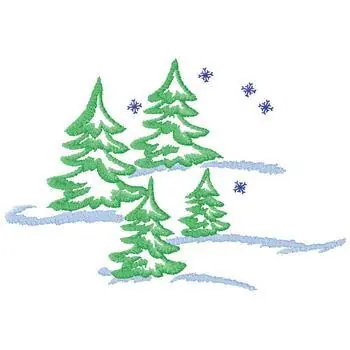 Luxury Trees With Snow Embroidery Design