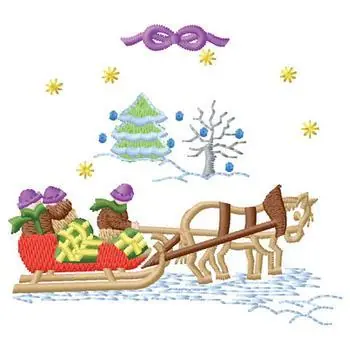 Shop Now Sleigh Scene Embroidery Design