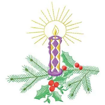 Must Have Candle With Holly Embroidery Design