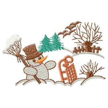 Snowman Scene Embroidery Design Best Price