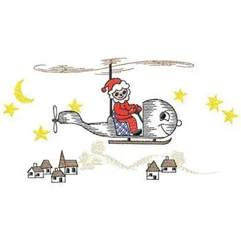Santa In Helicopter Embroidery Design Latest