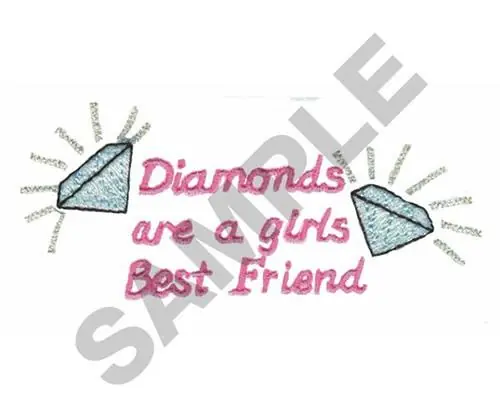 DIAMONDS ARE A GIRLS BEST FREND Embroidery Design Modern
