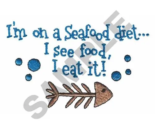 Worldwide Shipping I AM ON A SEAFOOD DIET...... Embroidery Design