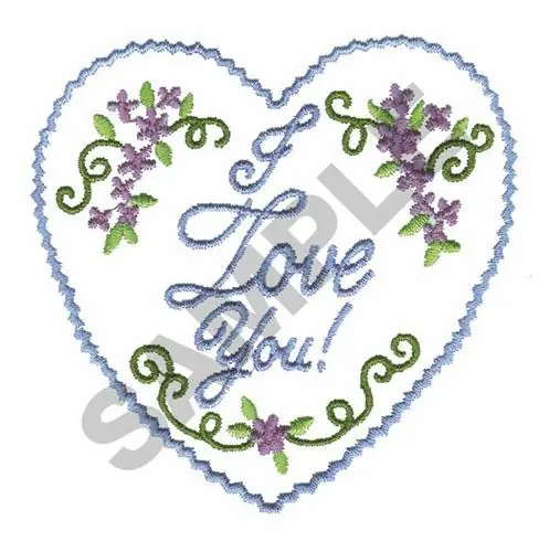 Factory Price I LOVE YOU Embroidery Design