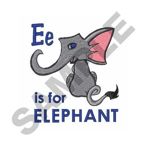 E IS FOR ELEPHANT Embroidery Design Discount