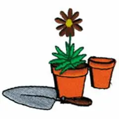 Next Day Delivery FLOWER POTS AND SHOVEL Embroidery Design