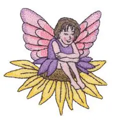 Cheap MYLAR FAIRY SITTING ON SUNFLOWER Embroidery Design