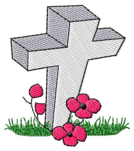 Money Back Guarantee Cross & Poppies Embroidery Design