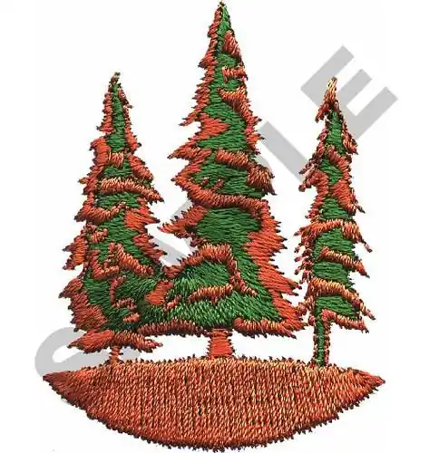 THREE PINE TREES Embroidery Design Viral
