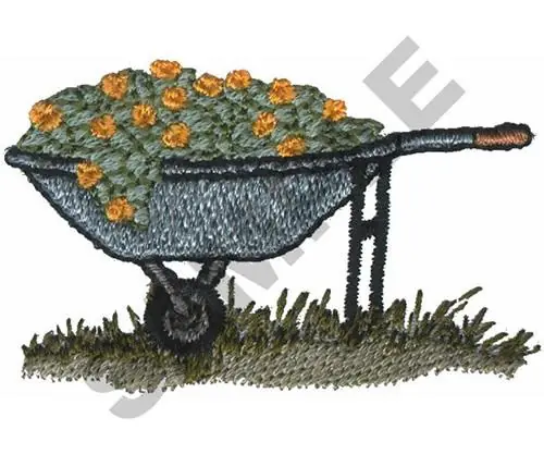 PLANT IN WHEELBARROW Embroidery Design Markdown