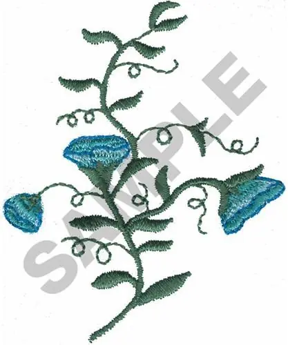 BLUE FLOWERS ON VINE Embroidery Design Fast Shipping