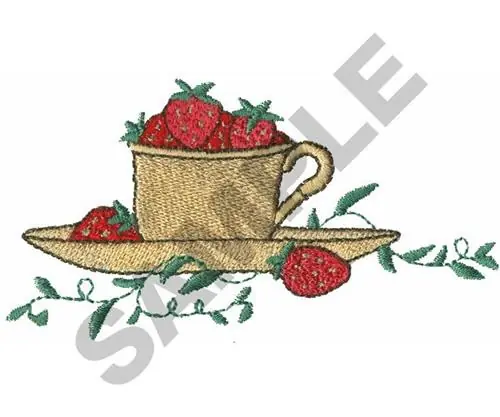 CUP OF STRAWBERRIES Embroidery Design Last Chance
