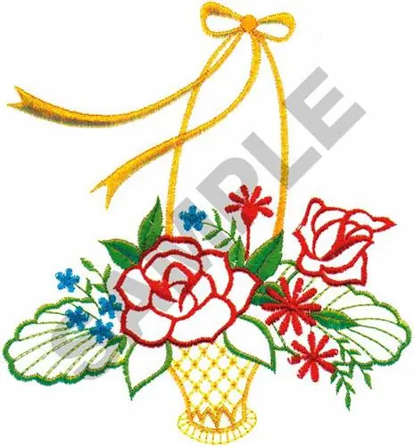 FLOWER BASKET Embroidery Design Last Chance