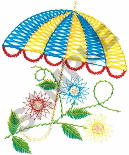 UMBRELLA W FLOWERS Embroidery Design Final Sale