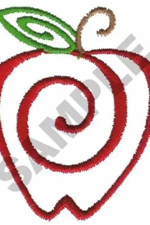 Apple Swirl Outline Embroidery Design Handmade