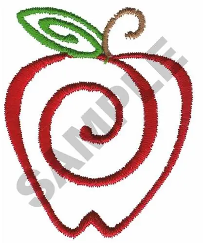 Apple Swirl Outline Embroidery Design Handmade