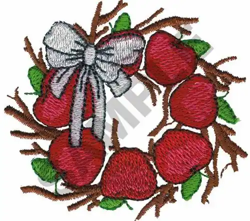 Apple Wreath Embroidery Design Modern