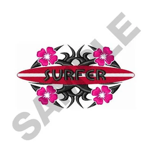 SURFER Embroidery Design Fresh Stock