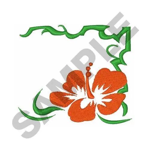 HIBISCUS CORNER BORDER Embroidery Design Original