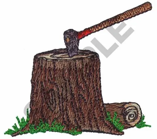 Markdown Tree Stump With Axe Embroidery Design