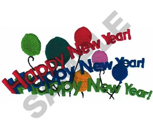 HAPPY NEW YEAR Embroidery Design Free Shipping