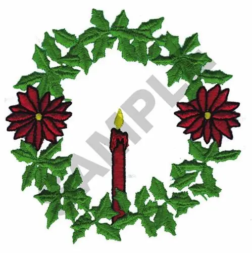CHRISTMAS WREATH W CANDLE Embroidery Design Holiday Sale