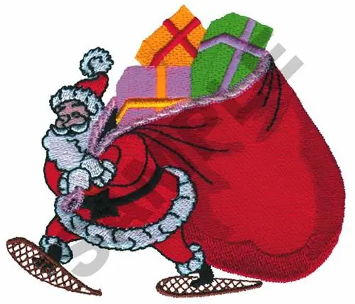 SANTA WITH SNOW SHOES Embroidery Design Hot Picks