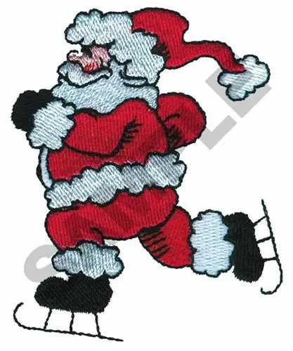 SKATING SANTA Embroidery Design Premium