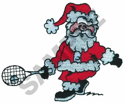 TENNIS SANTA Embroidery Design Money Back Guarantee