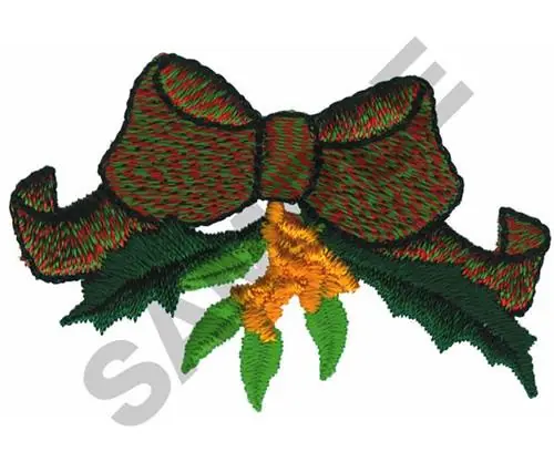 Modern BOW AND HOLLY Embroidery Design
