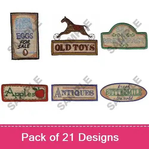 Affordable Country Signs 1 Embroidery design pack by Great Notions, Embroidery Packs on EmbroideryDesigns.com