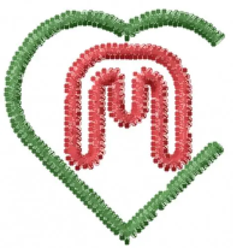 Time-Limited Hearts Font M Embroidery Design