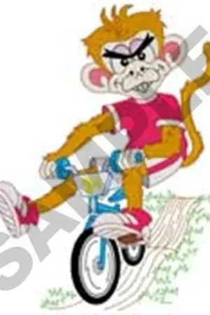 Monkey Dude on Bike Embroidery Design Clearance