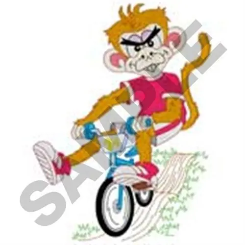 Monkey Dude on Bike Embroidery Design Clearance