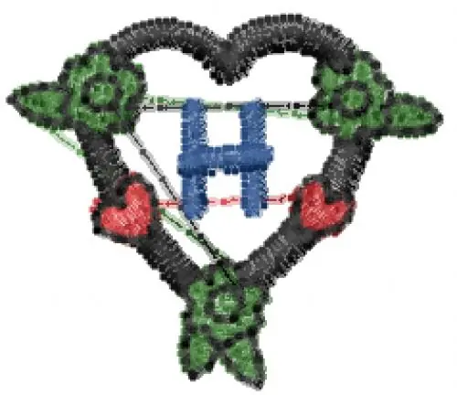 Bargain Dark Heart H Embroidery Design