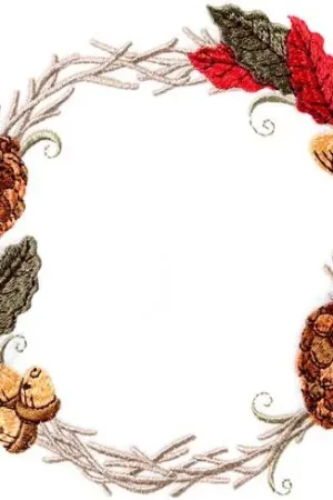 Pine Cone Wreath Embroidery Design Seasonal Sale