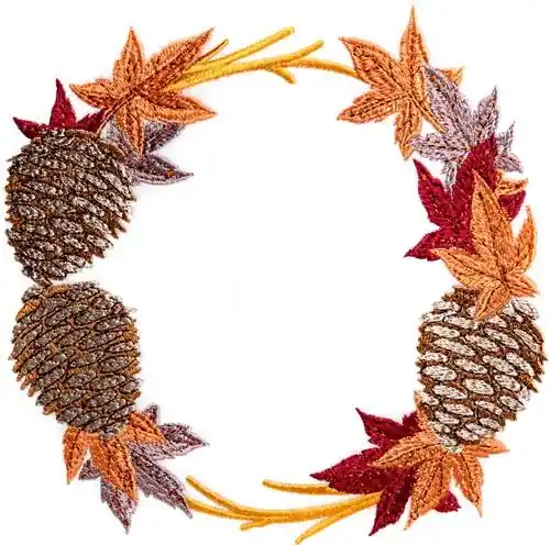 Authentic Pine Cone Wreath Embroidery Design