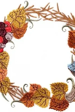 Fall Mushroom Wreath Embroidery Design Deal