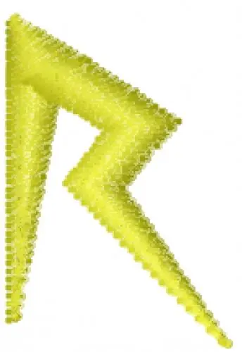 Original Lightning Bolt Font R Embroidery Design
