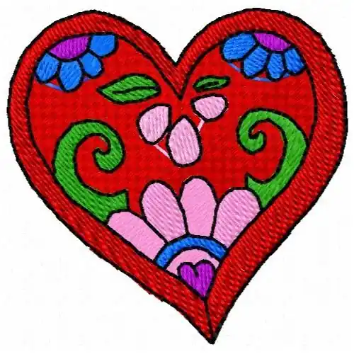 Heart Flowers Embroidery Design Top Pick