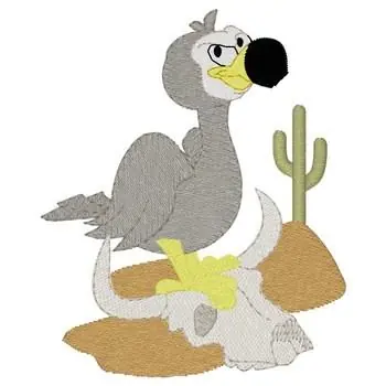 Genuine Vulture On Skull Embroidery Design