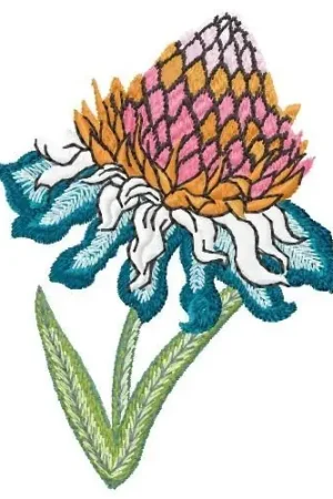 Cone Flower Embroidery Design Worldwide Shipping