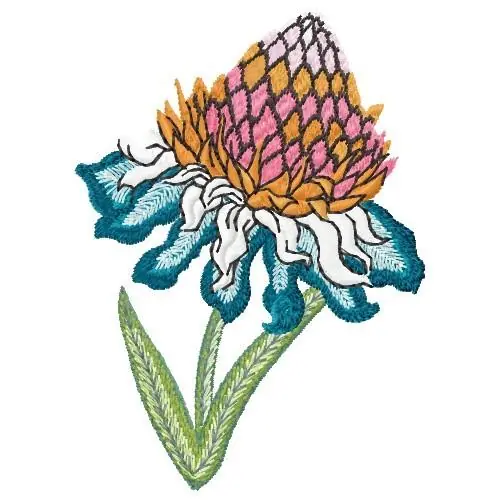 Cone Flower Embroidery Design Worldwide Shipping