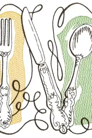 Kitchen Cutlery Embroidery Design Sale